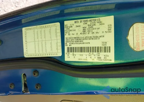 2010 Ford Explorer Eddie Bauer из США, поврежденный, VIN 1FMEU7EE2AUB13378